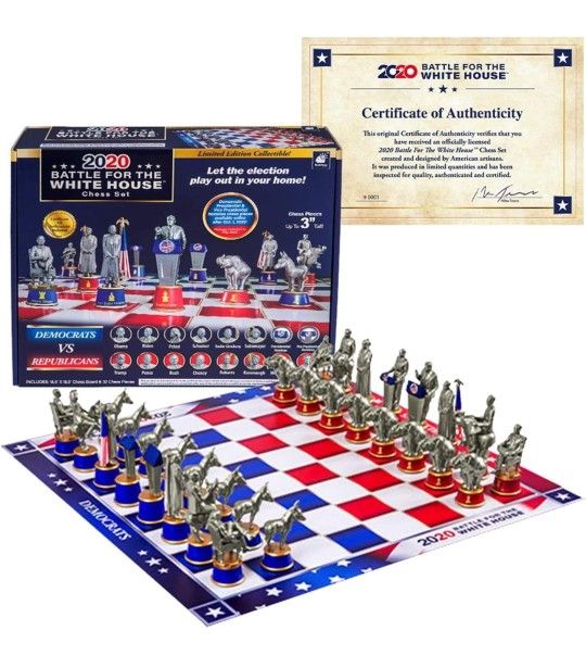 Collector's Ed. 2020 Battle for White House Chess Set, Politician Chess Figures