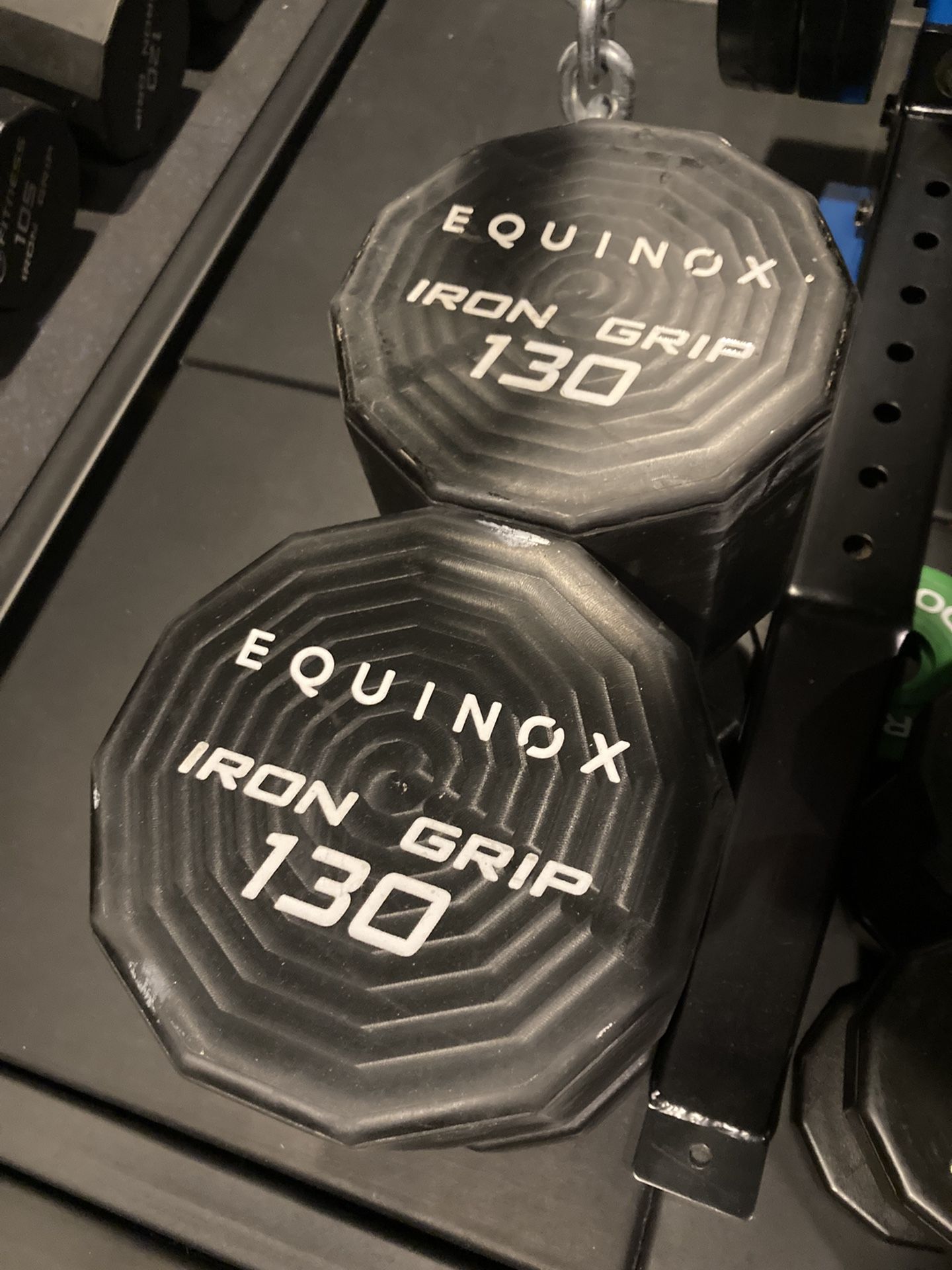 Pair Of 130 Lb Iron Grip Urethane Dumbbells