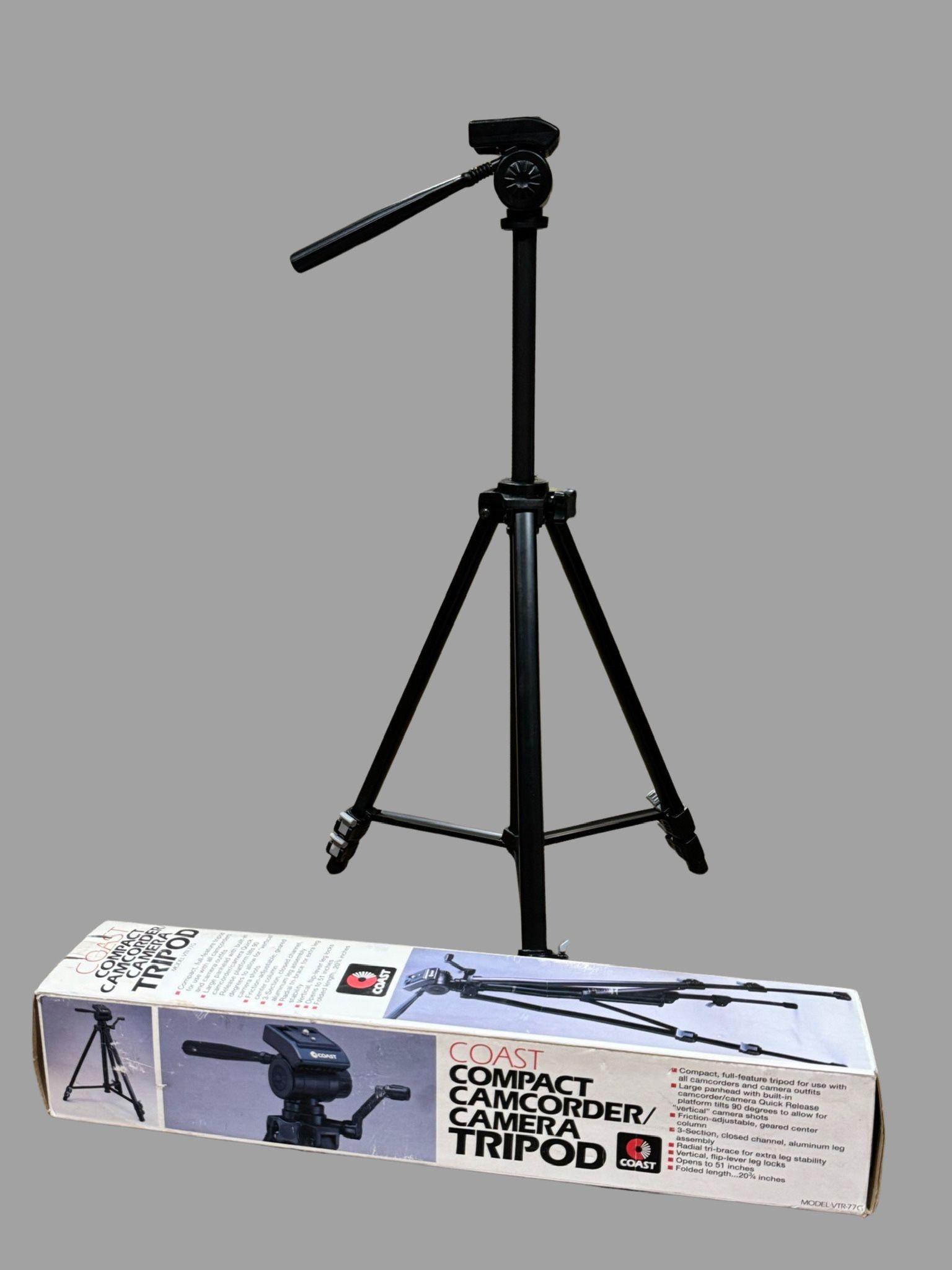 Compact Camcorder & Camera Tripod COAST BRAND Model # VTR-77G