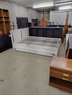 White IKEA bed w/ drawers