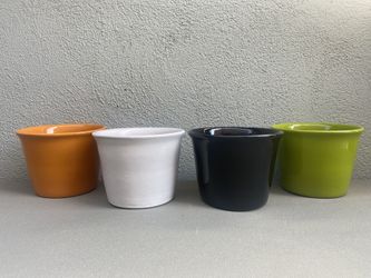 7” Spanish Glazed Ceramic Pot Planter Black