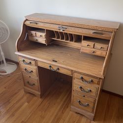 Wooden Desk With Locked Cover