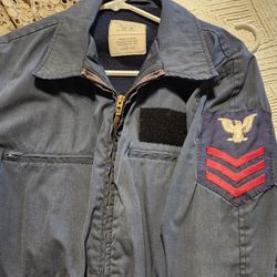 Vintage US Navy Military Utility Jacket, Fleece Lined, Size 44R
