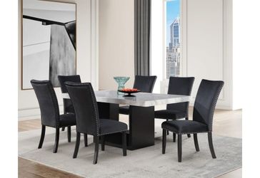 Charming Marble look dining set w/Sleek black base