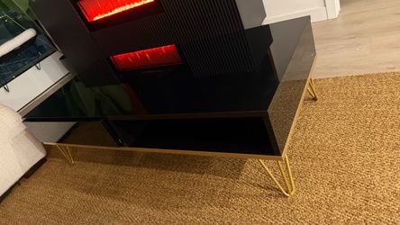 Black Glossy Coffee Table with Gold Hairpin Legs