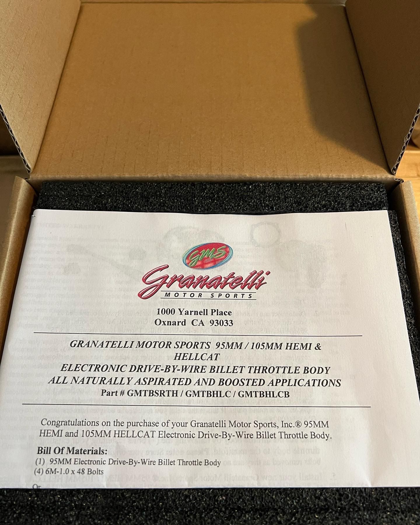 Granatelli Motorsports 95mm Throttle Body