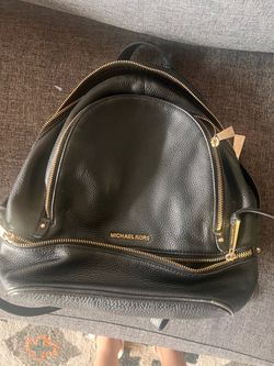 Michael kors black leather backpack
