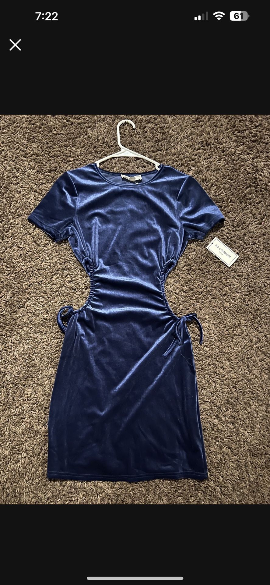 Brand New Blue Velvet Dress