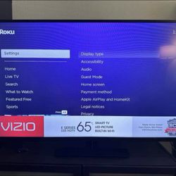 65 Inch TV (Vizio HDTV) W/ Roku Bundle