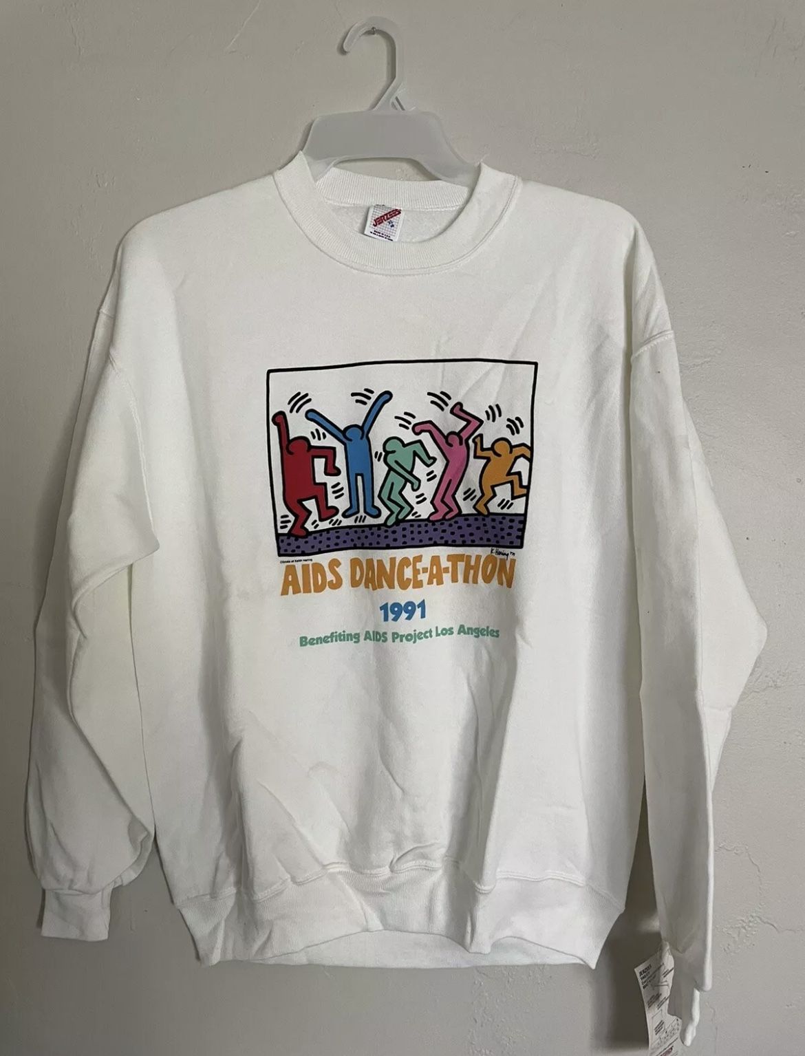Vintage 90’s Keith Haring AIDS Dance-A-Thon LGBT Crewneck Sweater Size XL 1991