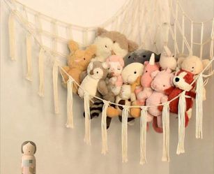 Large Plush Animal Hanging Storage Hammock Net - Plush Animal Corner Hammock Net - Hanging Plush Animal Storage Rack, Nursery Decor