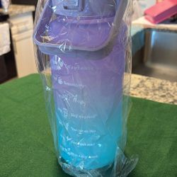 New Gradient Water Bottle – 1 Liter / 32 oz – Motivational Time Markers
