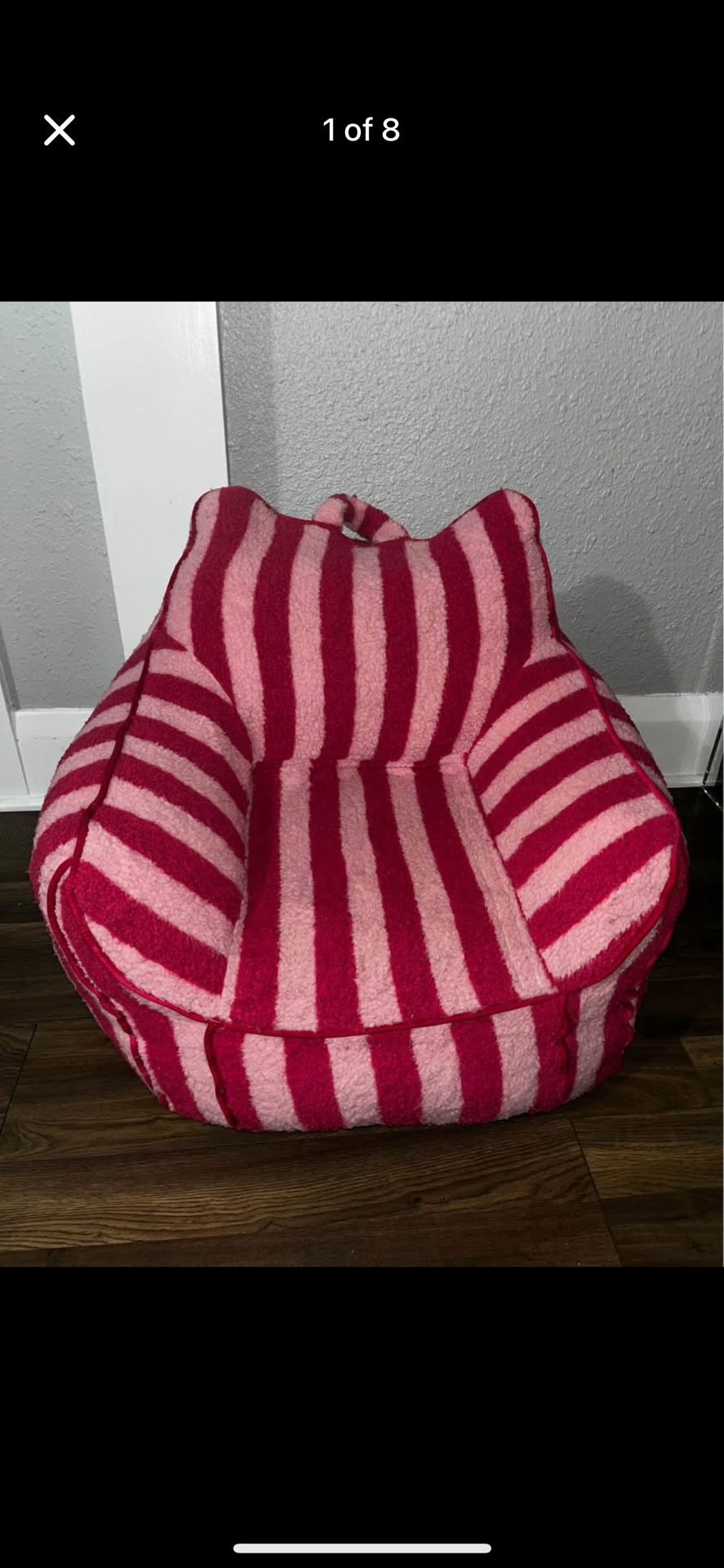 Maxyoyo Home Kids Sherpa Bean Bag Chair Stripe Pink