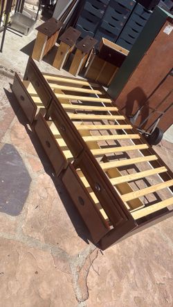 Twin bed frame with 3 lower drawers