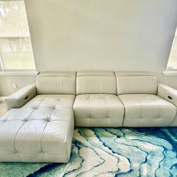 3-PIECE LEATHER SECTIONAL WITH 2 POWER RECLINERS