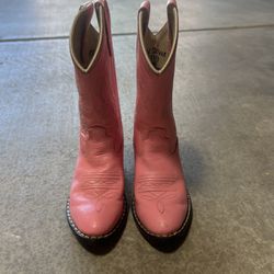 Girls Leather Pink Cowboy Boots $25