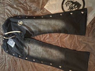 Hellstar Black Sweatpants with Gold Embroidery