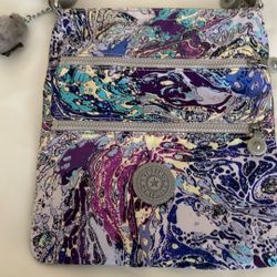 Kipling Keiko Small Multi Nylon Cross Body Bag In A Marble Print 8x6 Inches