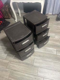 3-Drawer Plastic Storage Units Set of 2