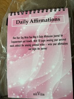 50 Page Goals Journal, Write Your Own Positive Affirmations, Motivational Gifts for Women, 5""x7"" Spiral Lined Pad, Pink, Black, White