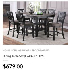Brown Counter Height Dining Table Set