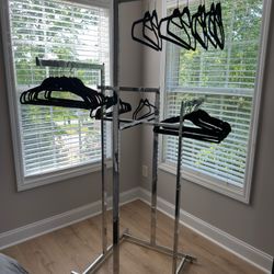 Retail grade 4-way clothing rack. 
