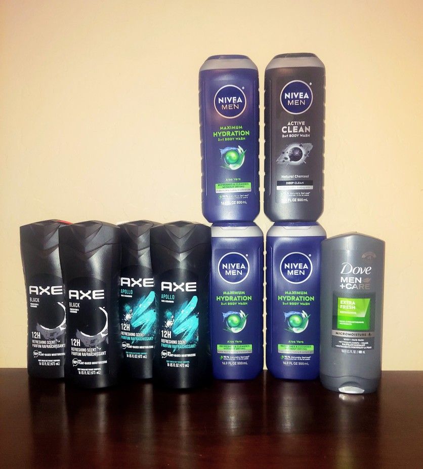 Men's Nivea,  Axe, or Dove Body wash- $4 Each 