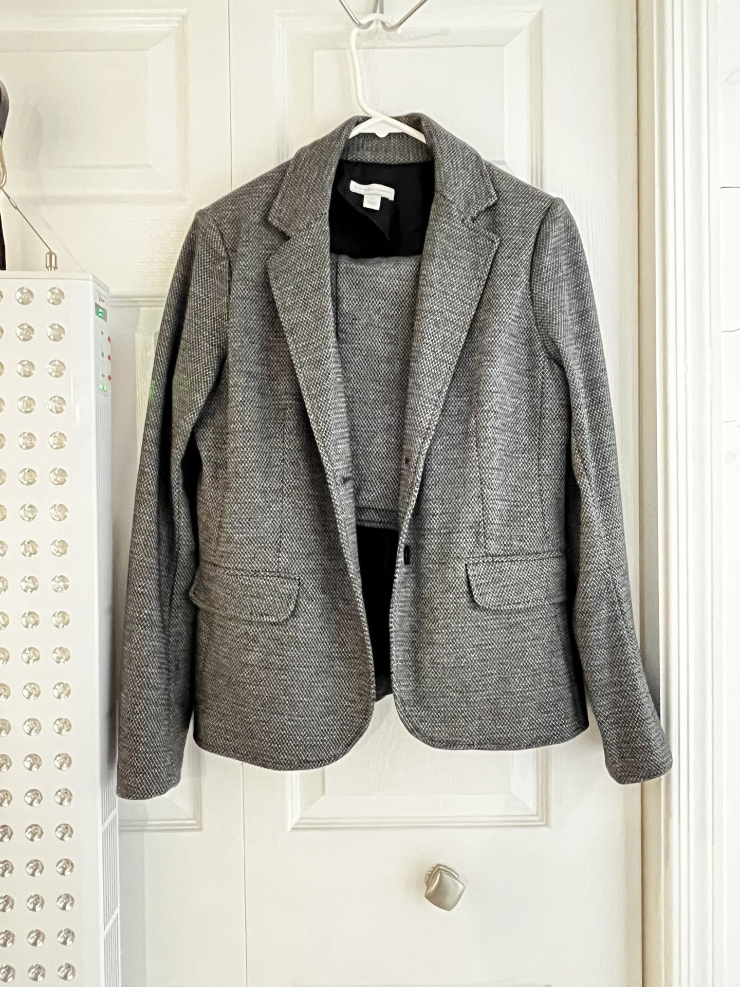 Court Formal Skirt And Jacket Set Gray Diamond Pattern