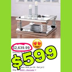 Beautiful New Mirrored Coffee Table Only $599!!! Original Price $2,640!!!
