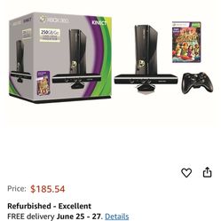 Xbox 360 250 Gb With Kennect, Controller, And 2 Games 