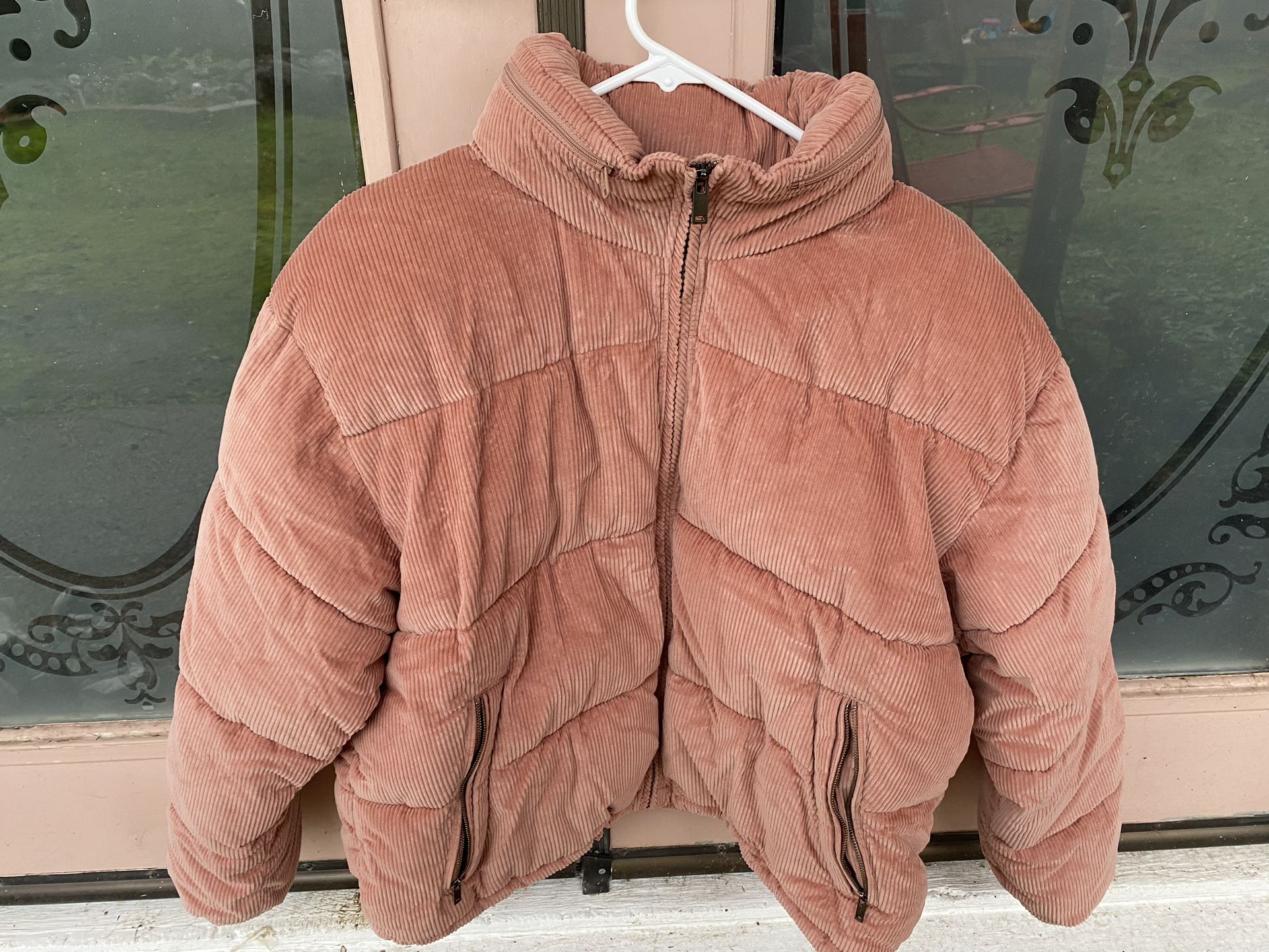 American Eagle Corduroy Puffy Pink Jacket