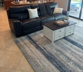 Blue Leather Reclining Couch