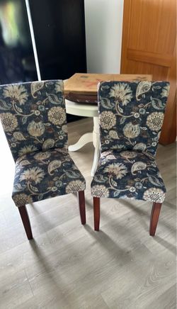 Set of 2 Floral Upholstered Dining Chairs
