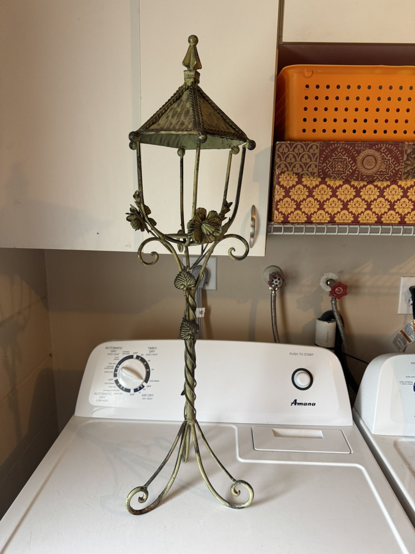1940s Wrought Iron Lantern Post