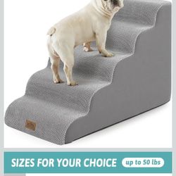 Dog Stairs for Small Dog 22.6" H, Curved Pet Step for Puppy, Older Cat, Medium Pet Ramp for High Bed, Ladder with High Density Foam, Durable, 5 Step, 