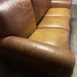 Brown Genuine Leather Sofa  