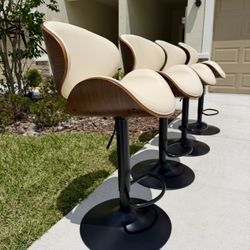 Brand New! 🤎 Mid Century Modern — Adjustable Height Bar & Counter Chairs! 