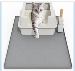 Cat Mat for Litter Box, 34" X 22" Large Silicone Cat Litter Trapping Mat, Easy Clean for Scatter Control, Soft on Kitty Paws, Waterproof, Urine-Proof,