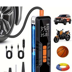 Tire Inflator Portable Air Compressor, 3X Faster Portable Air Pump with 10000mAh Battery, 150 PSI Cordless Air Pump for Cars, Bike & Motorcycle Tires,