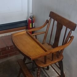 Vintage Wooden Baby Highchair 