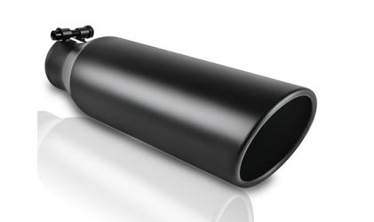 MuHize Exhaust Tip 2.25" Inlet, 3.5" Outlet X 12" Length, Bolt-On Black Powder Coated Stainless Steel Diesel Exhaust Pipe, Fits Tailpipe Outer Diamete