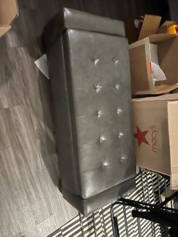 Grey Faux leather storage bench