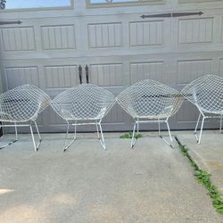 4 Vintage MCM 1960’s Harry Bertoia Knoll wire Diamond Lounge outdoor chairs

