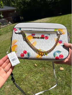 Michael Kors Jet Set Large Fruit Print Logo Crossbody Bag