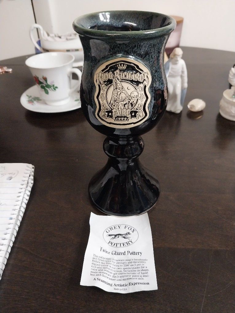 Vintage 1999 King Richard's Fair ,Glazed Pottery StonewareGoblet