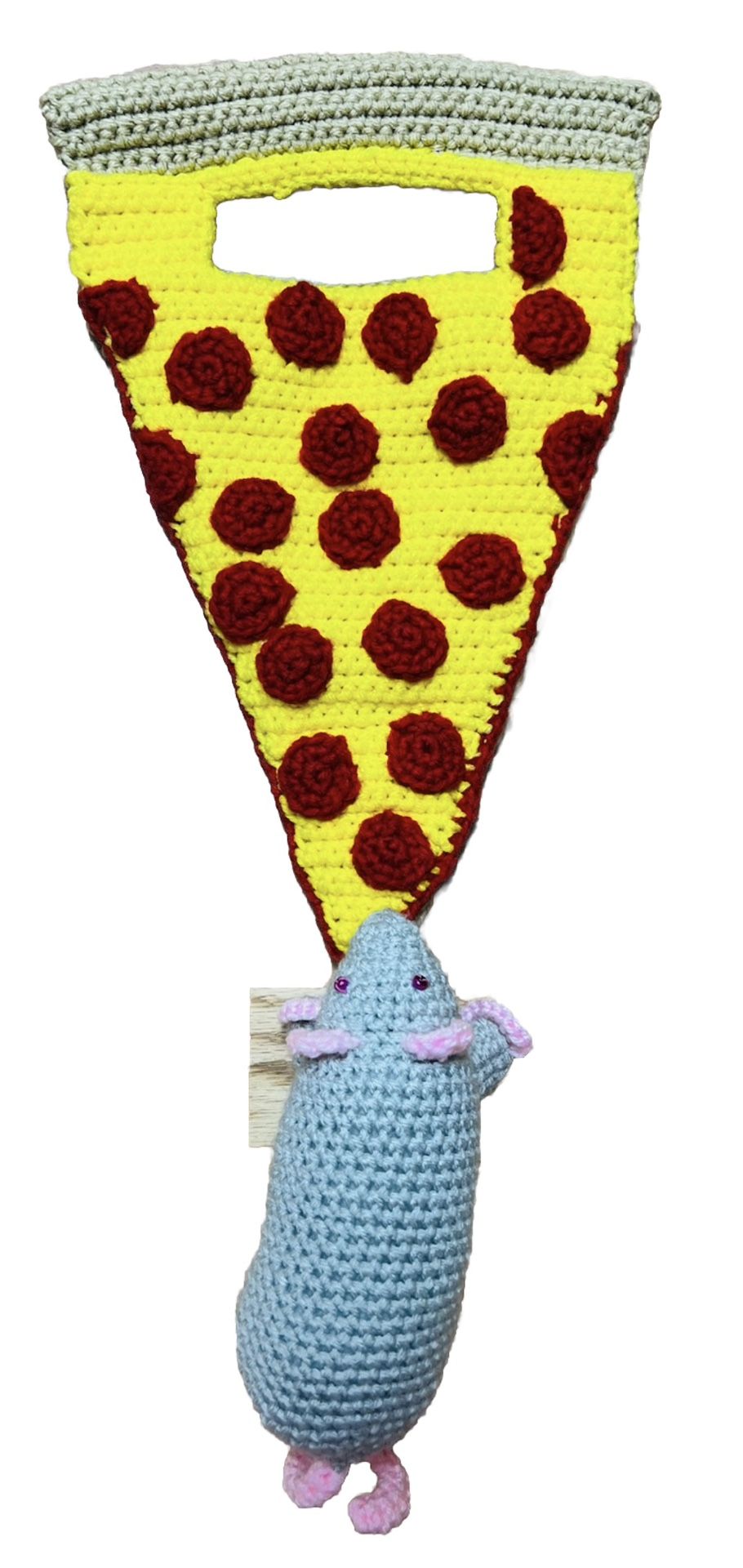 PIZZA Rat New York NYC KnottedNeon Handmade Crochet Clutch Purse bag Wristlet