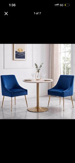 Blue Velvet Dining Chairs (2 pcs)