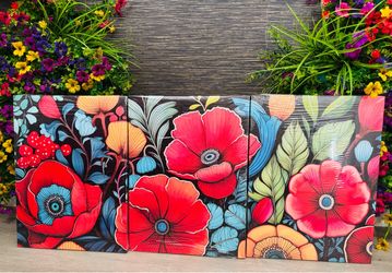 3-Panel Floral Canvas Wall Art Set