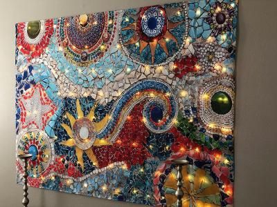 Mosaic Tile Pattern DIY Canvas Wall Art Tapestry Wall Hanging Bedroom Living Room Decor Wedding Party Backdrop