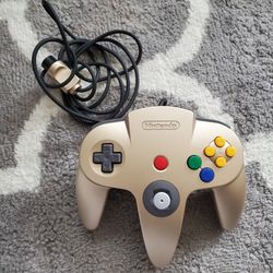 Gold Nintendo 64 Controller Excellent Condition